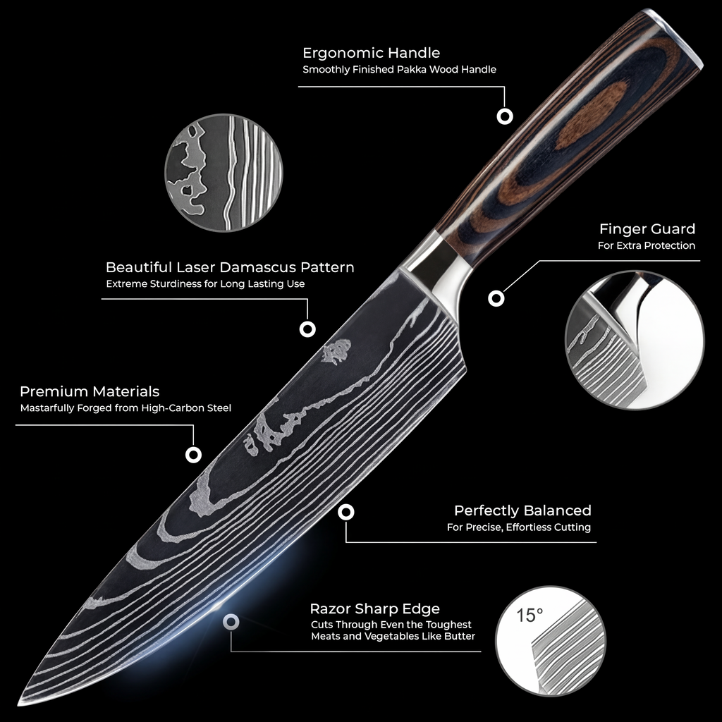 'ASHI' PROFESSIONAL 8-PIECE JAPANESE KNIFE SET