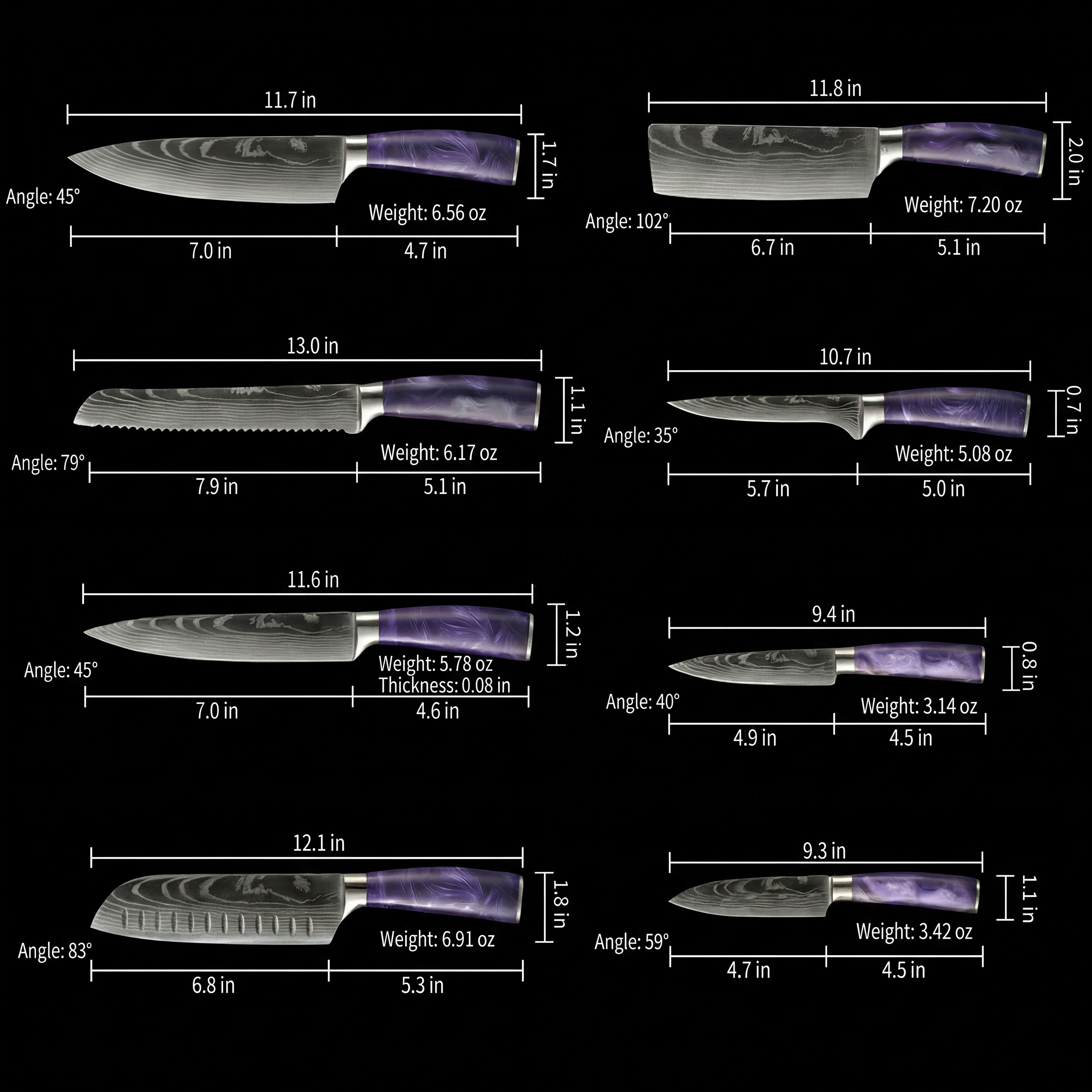 'Roku' Professional 8-Piece Japanese Knife Set